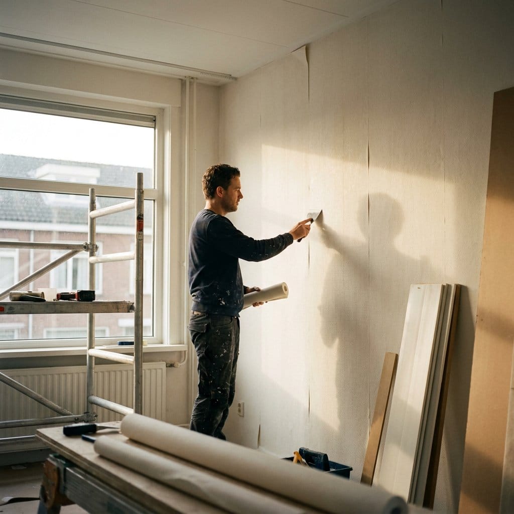 renovlies over glasvezelbehang